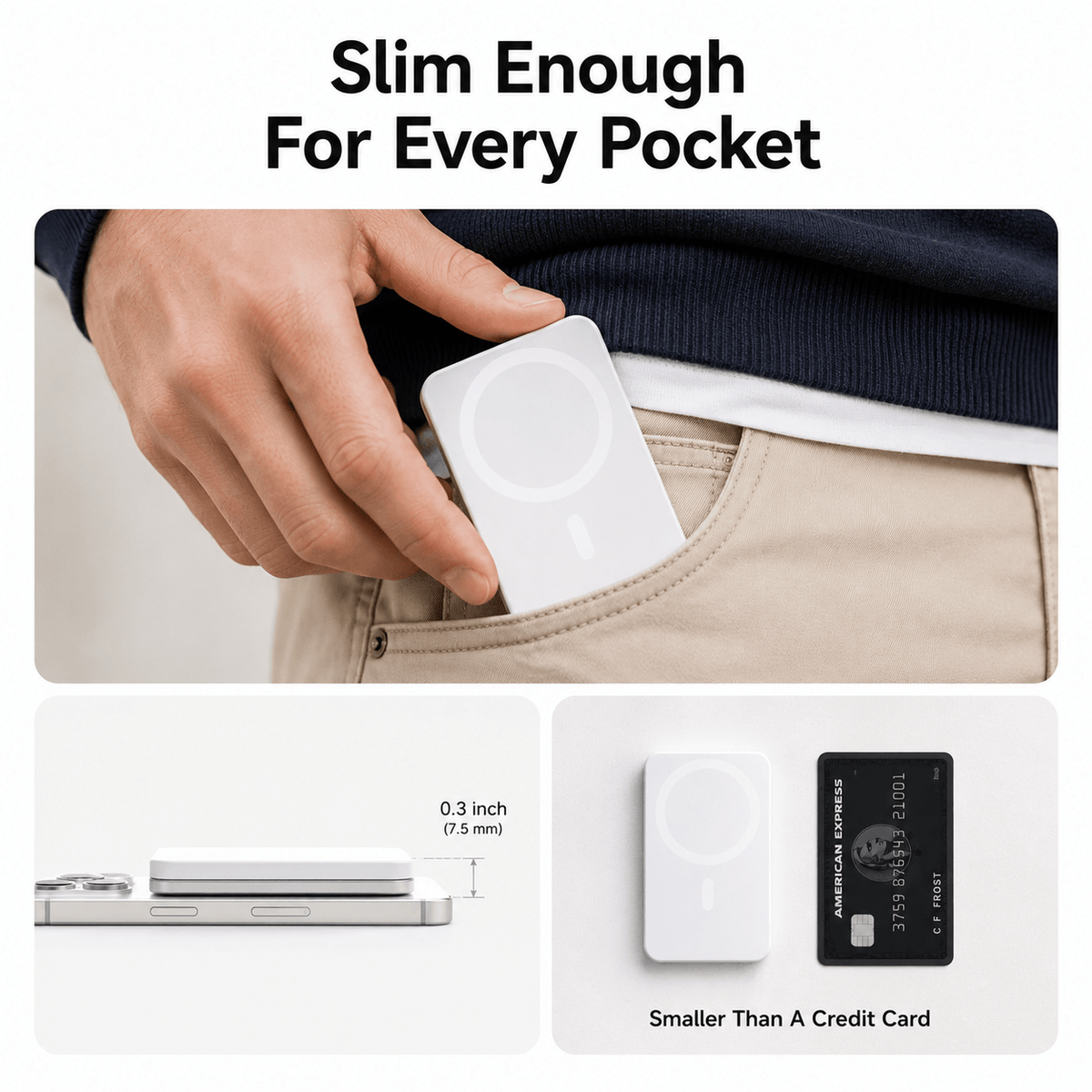Ultra-Slim MagSafe Power Bank Size Comparison and Dimensions