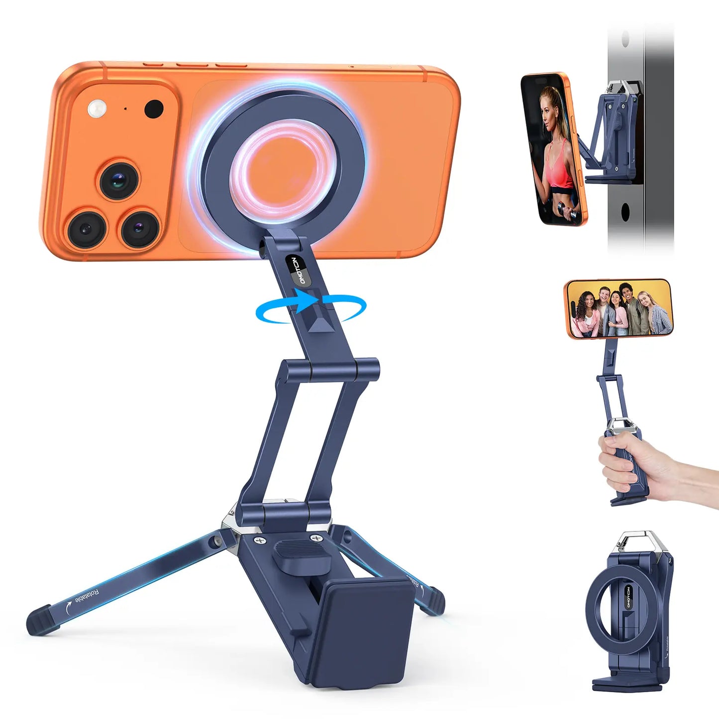 Magnetic Phone Tripod Stand with 360° Rotation | Foldable MagSafe Compatible Travel Tripod for iPhone & Android
