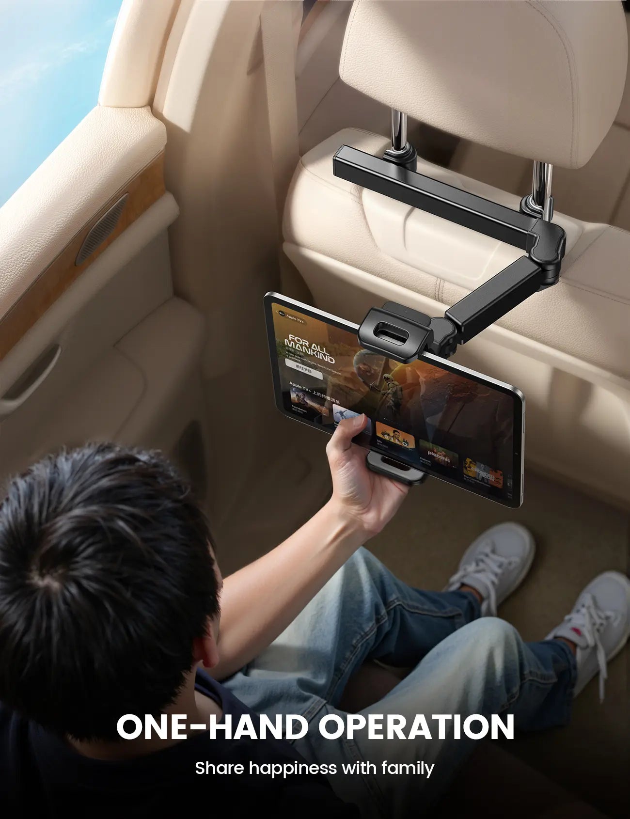 Adjustable Car Headrest Tablet Mount | Universal Backseat Car Tablet Holder for iPad & Android (4.7" - 11")
