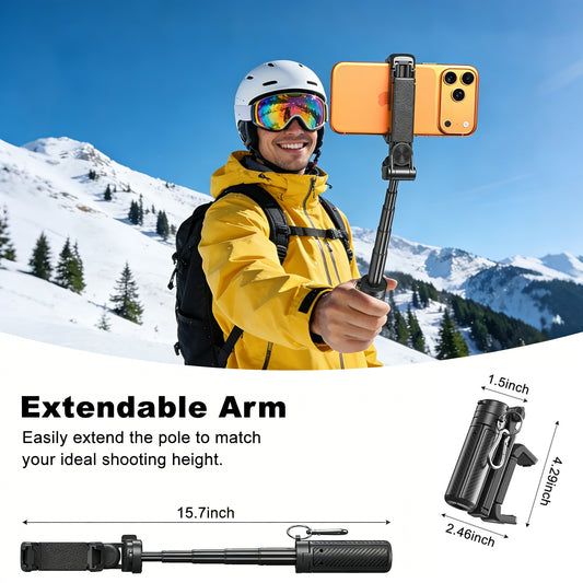 4-in-1 Foldable Selfie Stick Tripod with Wireless Remote | 360° Rotating Portable Phone Stand for Vlogging