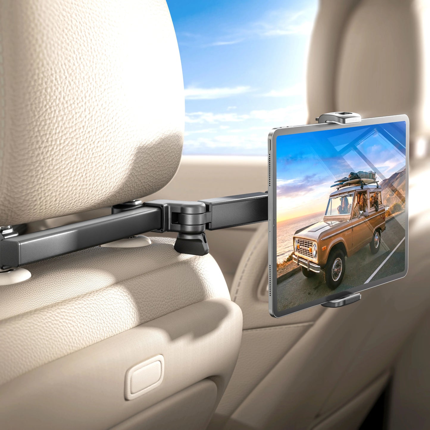 Adjustable Car Headrest Tablet Mount | Universal Backseat Car Tablet Holder for iPad & Android (4.7" - 11")
