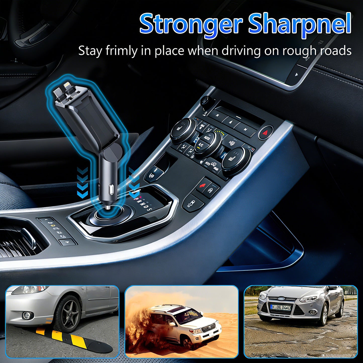 4-in-1 Retractable Car Charger | 100W Fast Charging USB-C & Lightning Adapter for iPhone 16/15, Samsung & Tablets