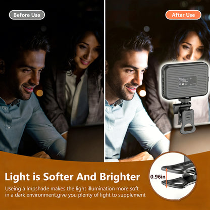 Rechargeable LED Selfie Clip Light for Phone & Laptop | Portable Video Lighting with Adjustable Brightness for Vlogging & Zoom Calls
