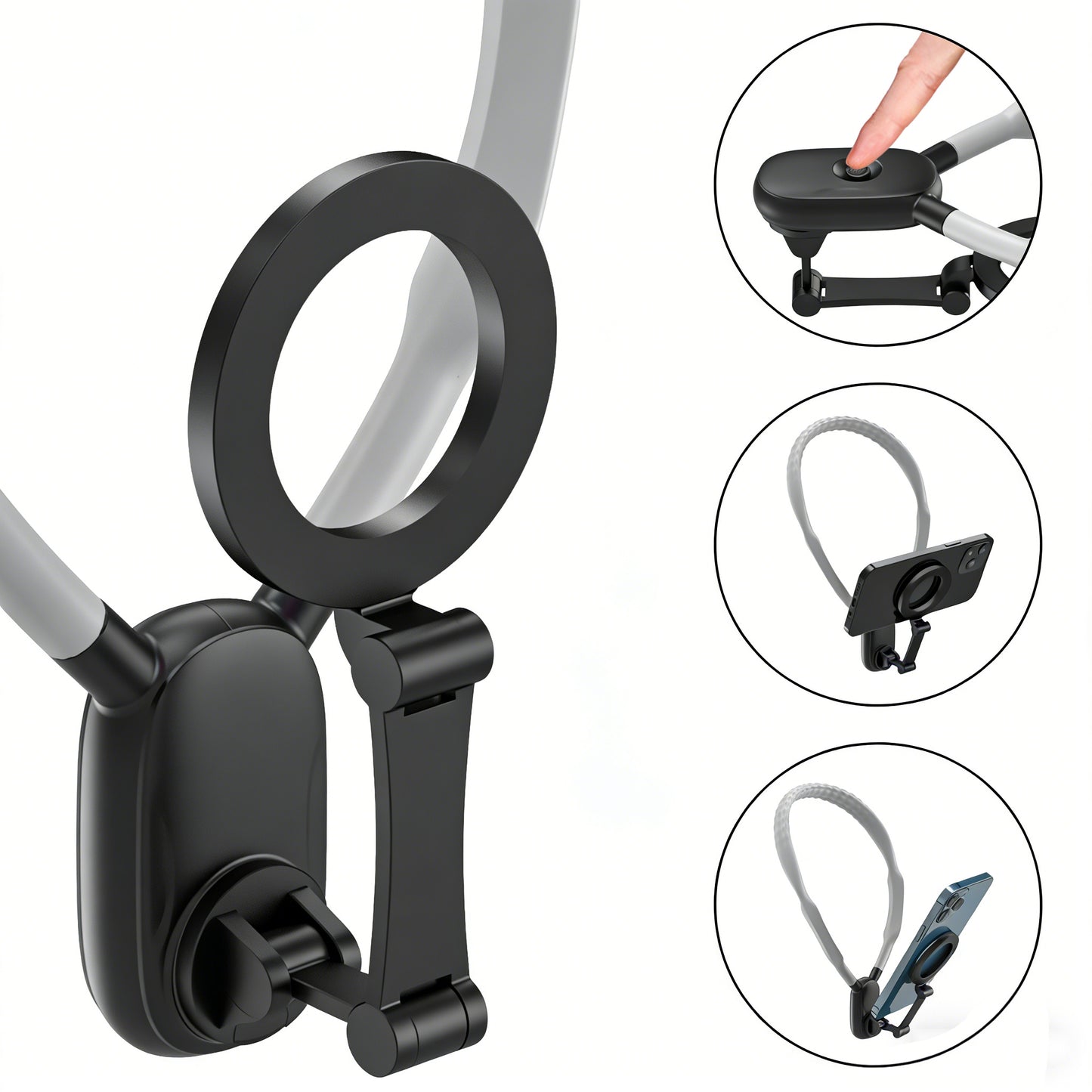 Magnetic Neck Mount for iPhone 16/15 & Android | Hands-Free POV Vlog Holder for Action Video & Cooking