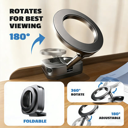 Magnetic Airplane Phone Mount | Foldable Aluminum MagSafe Travel Stand | Hands-Free Flight Essential for iPhone 16/15 & Android