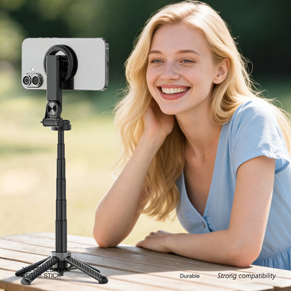4-in-1 Magnetic Selfie Stick Tripod with Remote | 360° Rotation MagSafe Compatible Phone Stand