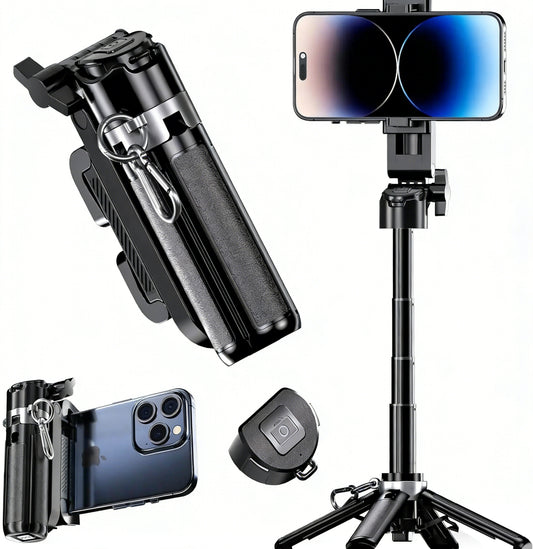 4-in-1 Magnetic Selfie Stick Tripod with Bluetooth Remote | Foldable MagSafe Compatible Phone Stand for iPhone 16/15 & Android