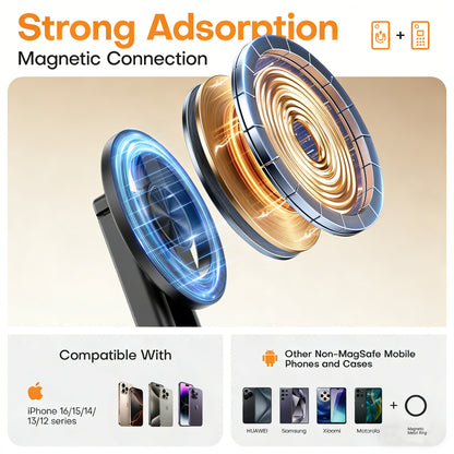 4-in-1 Magnetic Selfie Stick Tripod with Remote | 360° Rotation MagSafe Compatible Phone Stand