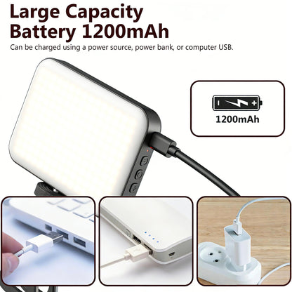 Rechargeable LED Selfie Clip Light for Phone & Laptop | Portable Video Lighting with Adjustable Brightness for Vlogging & Zoom Calls