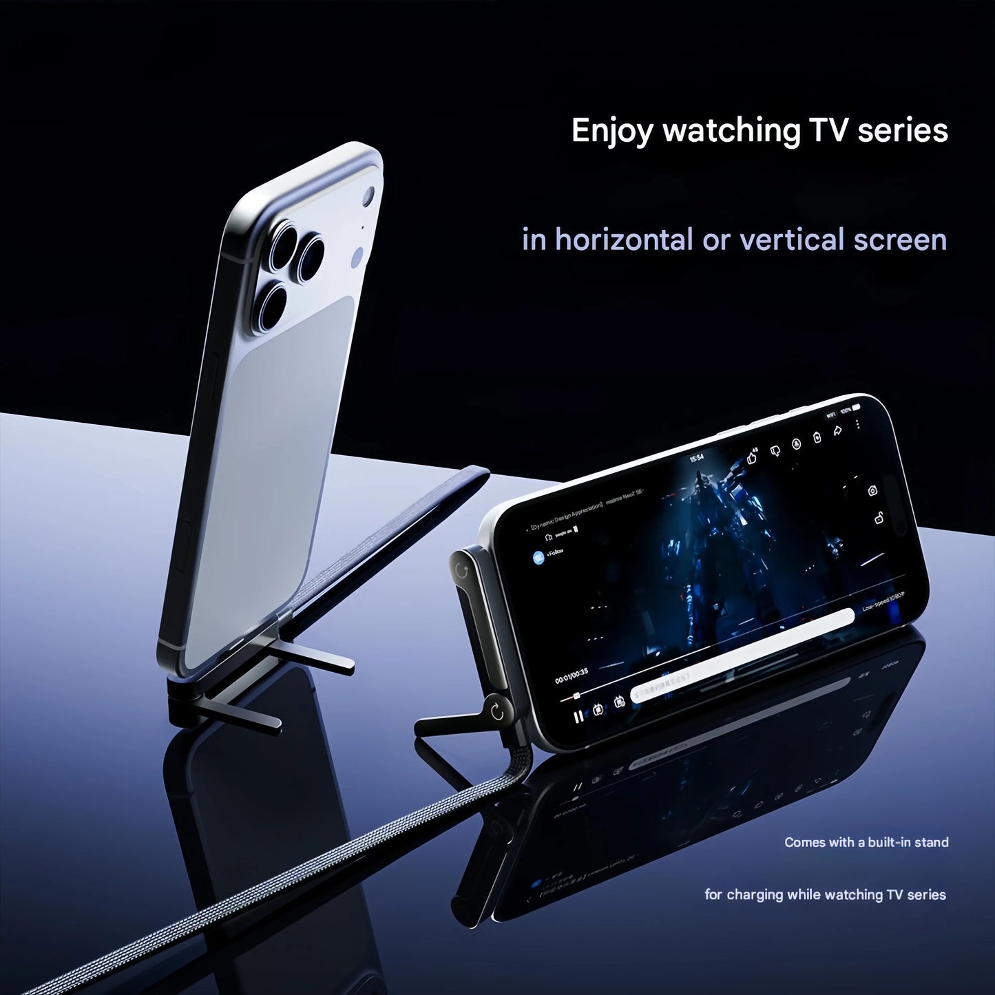 240W USB-C Fast Charging Cable with Built-in Foldable Stand | Universal High-Speed Power Cord for iPhone & Android