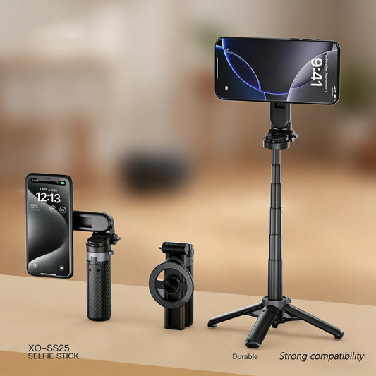 4-in-1 Magnetic Selfie Stick Tripod with Remote | 360° Rotation MagSafe Compatible Phone Stand