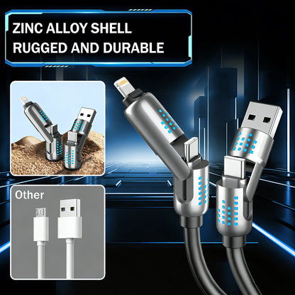 240W 4-in-1 Universal Fast Charging Cable | PD 3.1 USB-C Multi-Device Power Cord for iPhone 16/15, MacBook & iPad