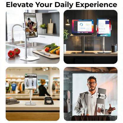 Universal Height Adjustable Tablet Stand | 360° Rotating Metal Desktop Holder for iPad Pro, Air, Mini & Surface (4.7" - 13")