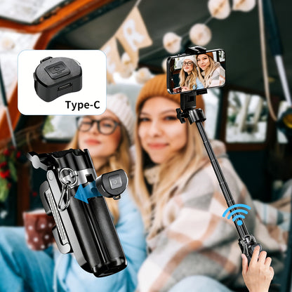 4-in-1 Magnetic Selfie Stick Tripod with Bluetooth Remote | Foldable MagSafe Compatible Phone Stand for iPhone 16/15 & Android