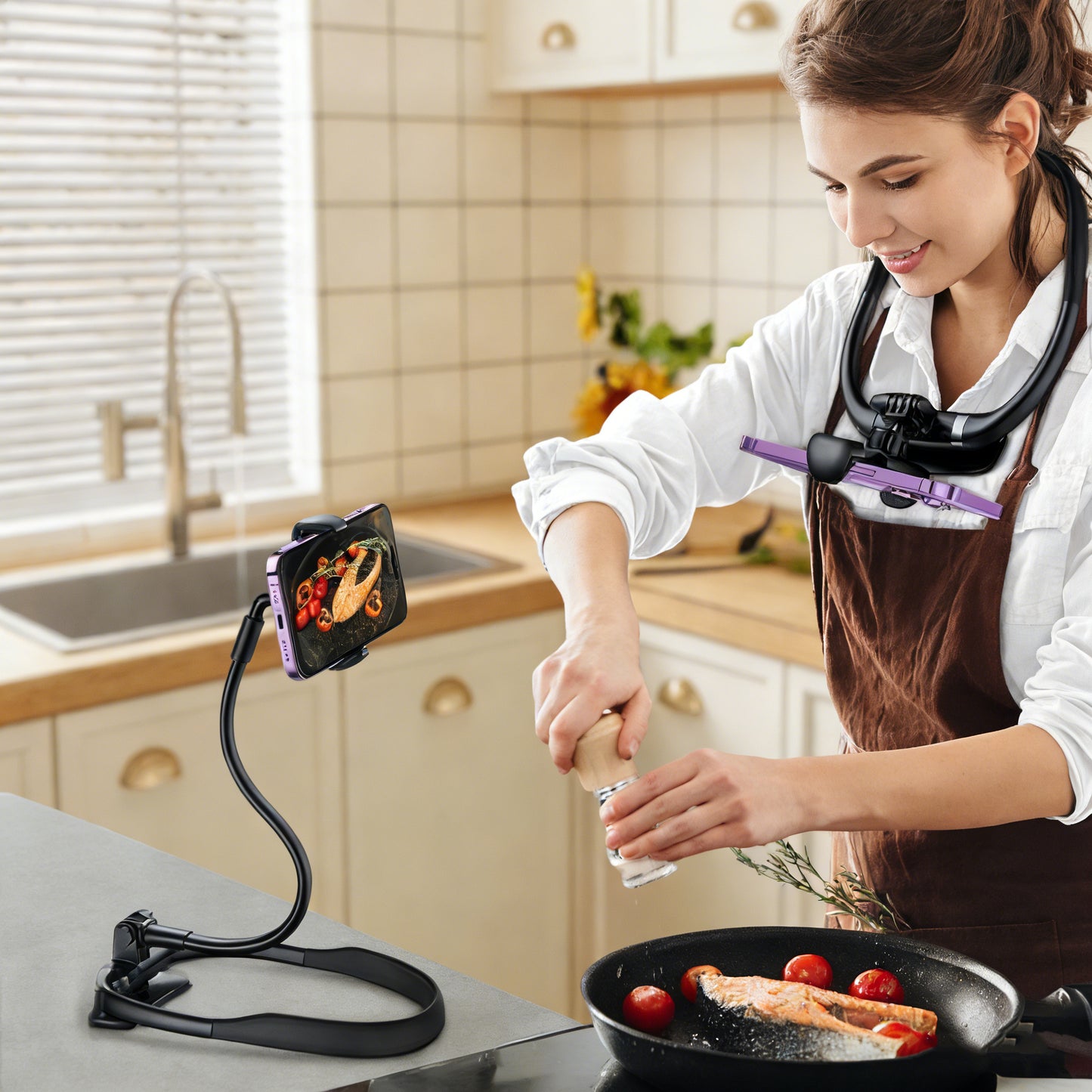 Universal Flexible Neck Phone Holder | Lazy Gooseneck Mount for Bed, Desk & Travel | Hands-Free Wearable Stand for iPhone 16/15 & Android