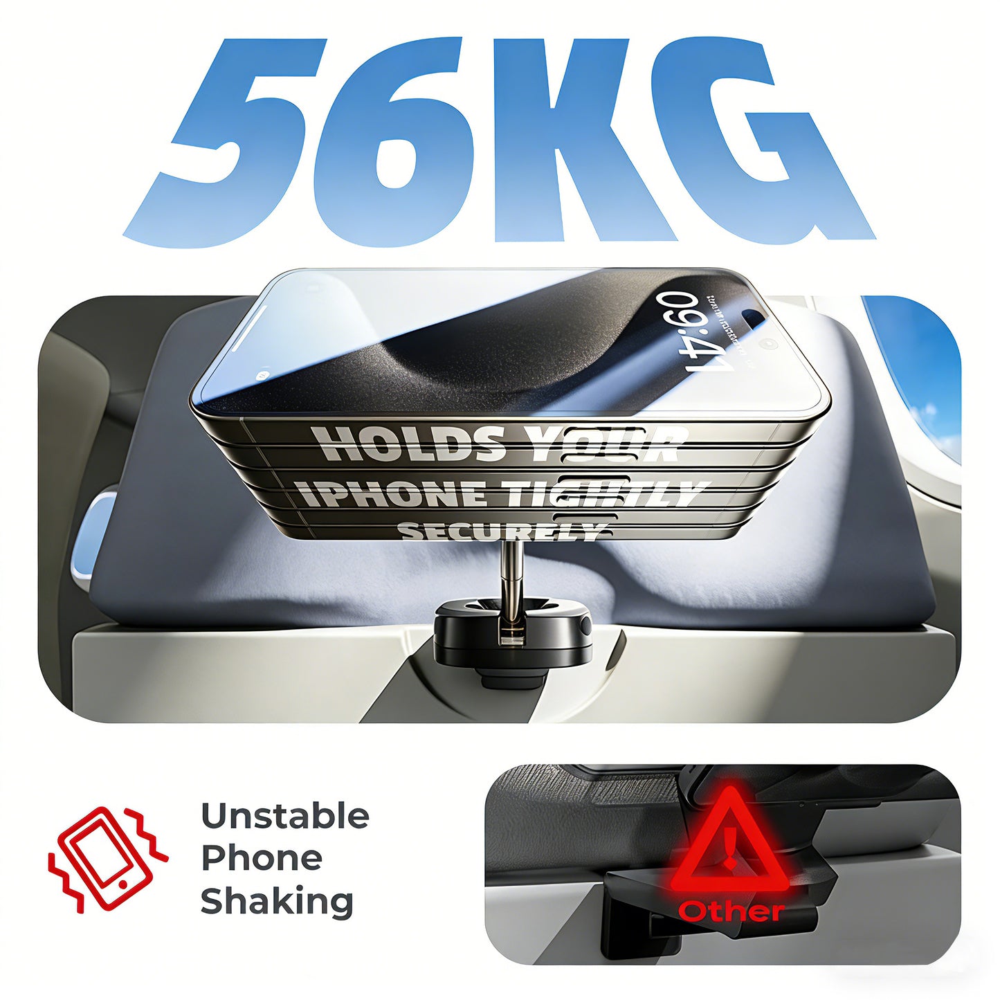 Magnetic Airplane Phone Mount | Foldable Aluminum MagSafe Travel Stand | Hands-Free Flight Essential for iPhone 16/15 & Android