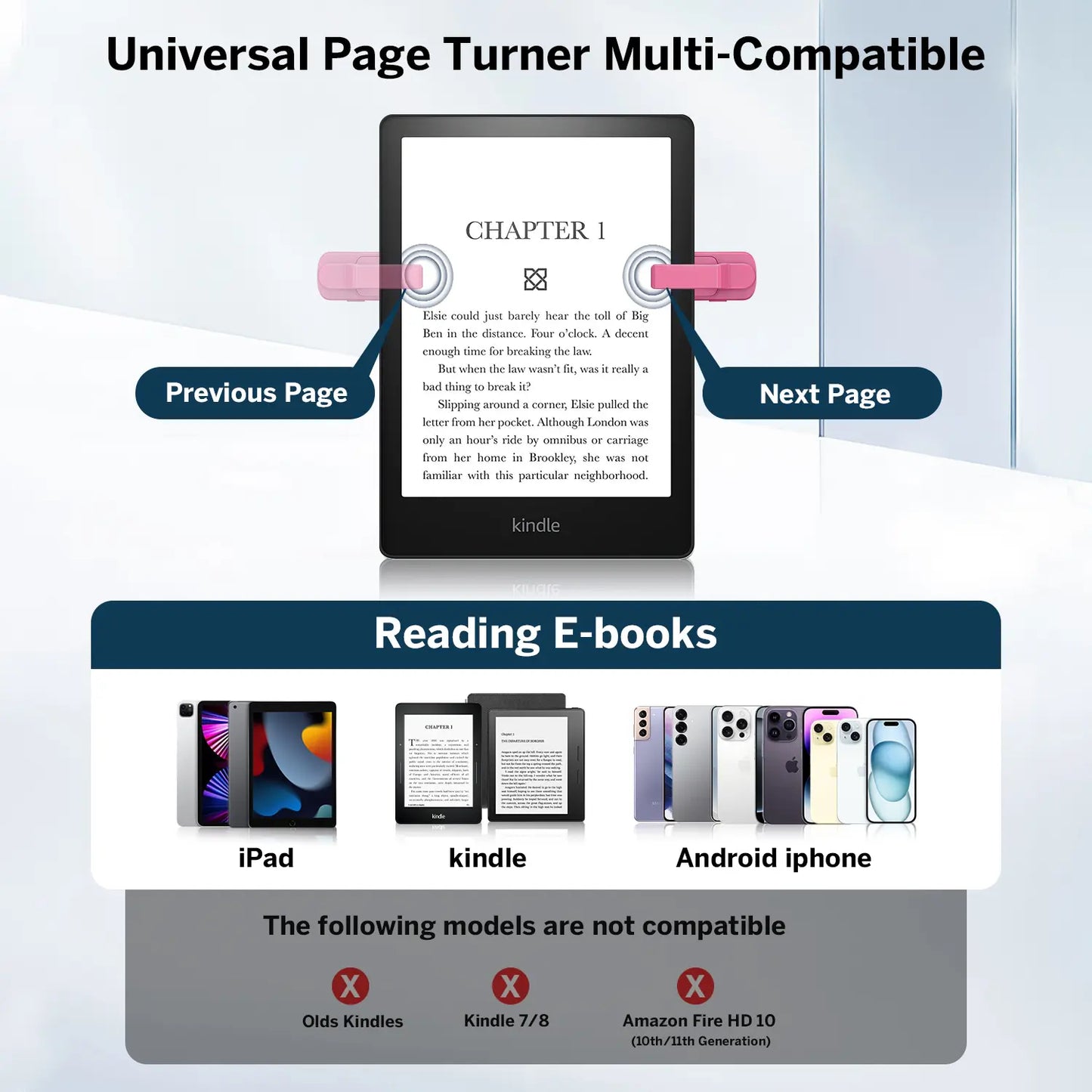 Bluetooth Page Turner Ring for Kindle & TikTok | Hands-Free Remote Camera Shutter for iPhone & Android