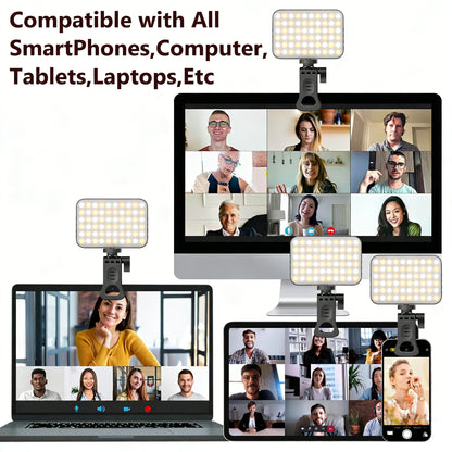 Rechargeable LED Selfie Clip Light for Phone & Laptop | Portable Video Lighting with Adjustable Brightness for Vlogging & Zoom Calls