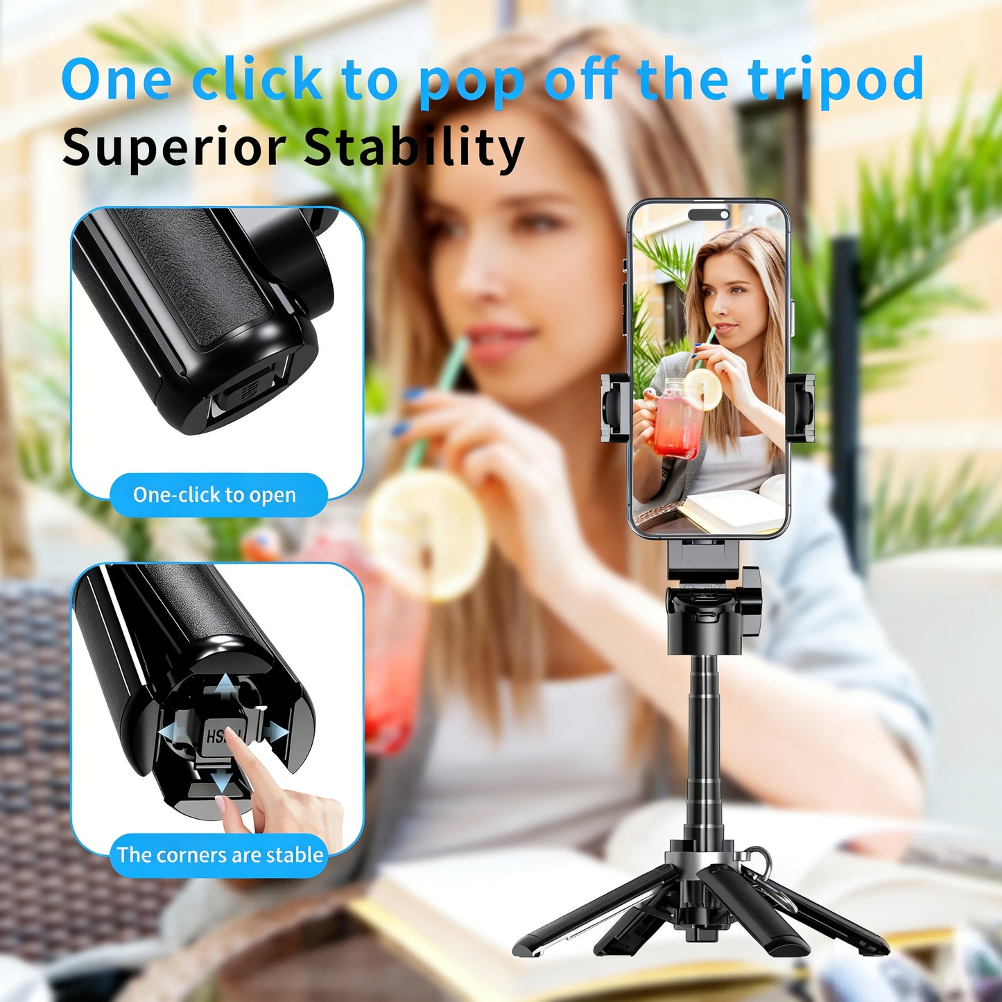 4-in-1 Magnetic Selfie Stick Tripod with Bluetooth Remote | Foldable MagSafe Compatible Phone Stand for iPhone 16/15 & Android