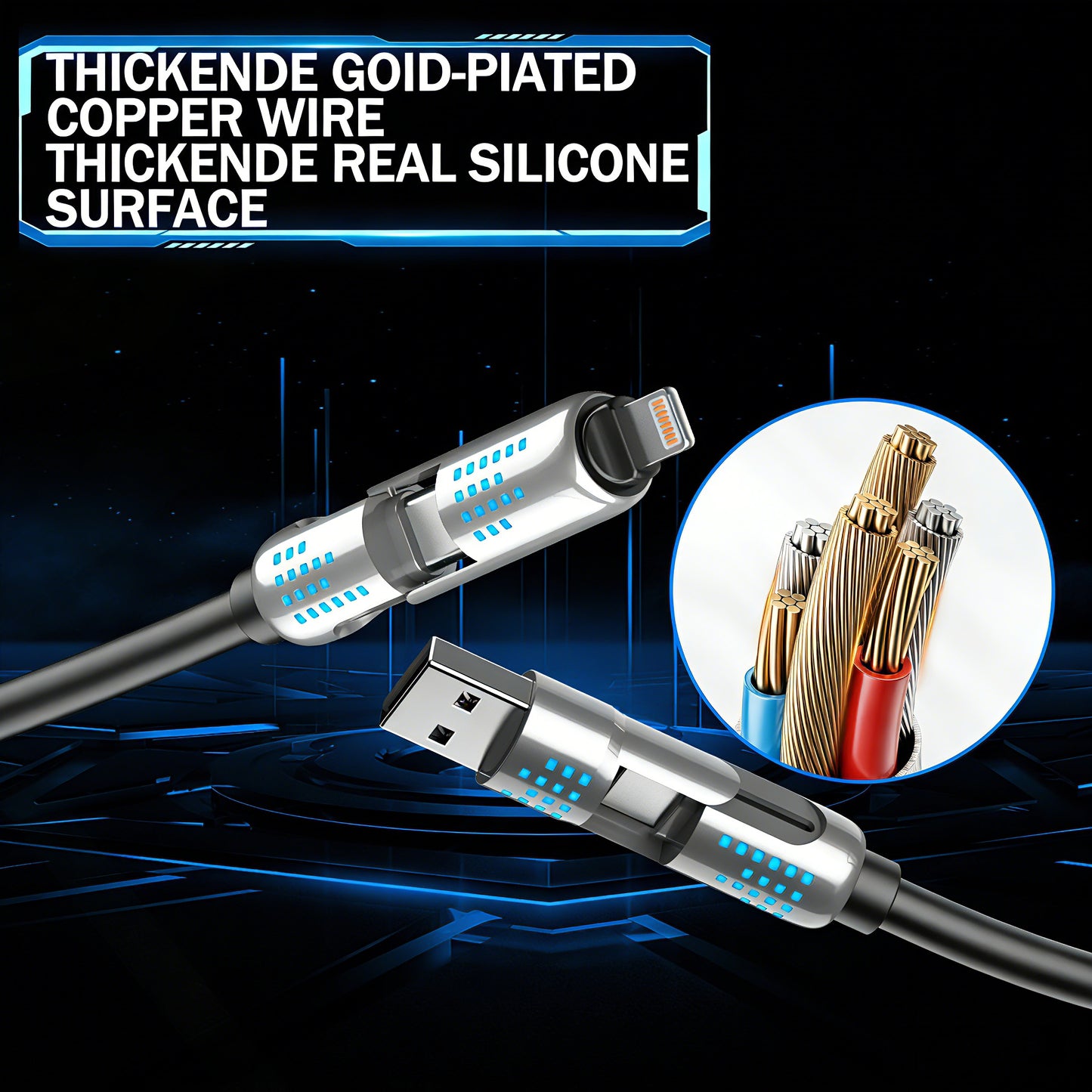 240W 4-in-1 Universal Fast Charging Cable | PD 3.1 USB-C Multi-Device Power Cord for iPhone 16/15, MacBook & iPad