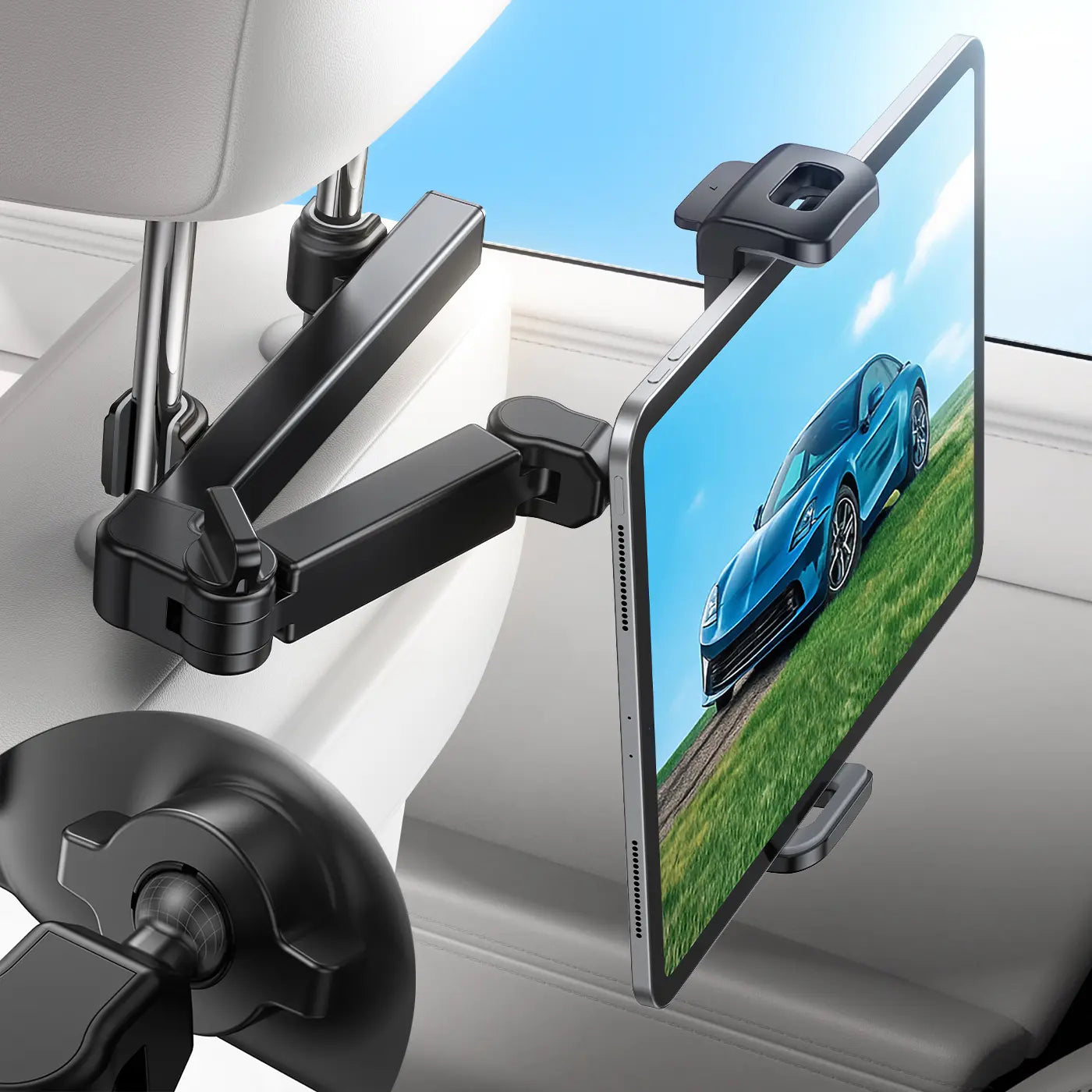 Adjustable Car Headrest Tablet Mount | Universal Backseat Car Tablet Holder for iPad & Android (4.7" - 11")