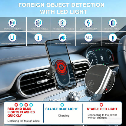 15W Qi Wireless Fast Car Charger | Smart Auto-Clamping Phone Holder & Windshield/Dashboard Mount for iPhone 16/15 & Samsung