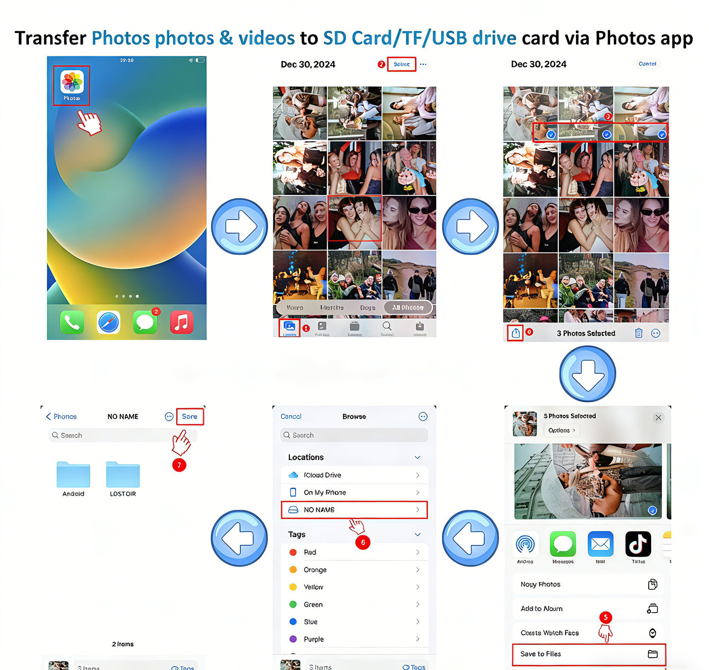 5-in-1 Universal SD Card Reader for iPhone 16/15 & Android | USB-C & Lightning Dual Plug | High-Speed Photo & File Transfer for Camera/Drone/GoPro