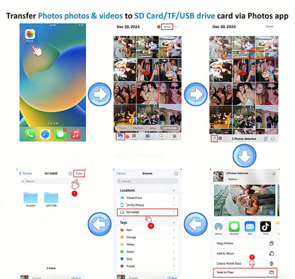 5-in-1 Universal SD Card Reader for iPhone 16/15 & Android | USB-C & Lightning Dual Plug | High-Speed Photo & File Transfer for Camera/Drone/GoPro
