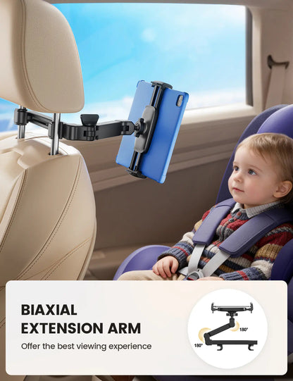 Adjustable Car Headrest Tablet Mount | Universal Backseat Car Tablet Holder for iPad & Android (4.7" - 11")