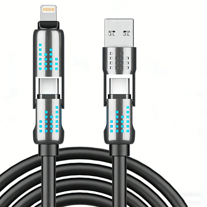 240W 4-in-1 Universal Fast Charging Cable | PD 3.1 USB-C Multi-Device Power Cord for iPhone 16/15, MacBook & iPad