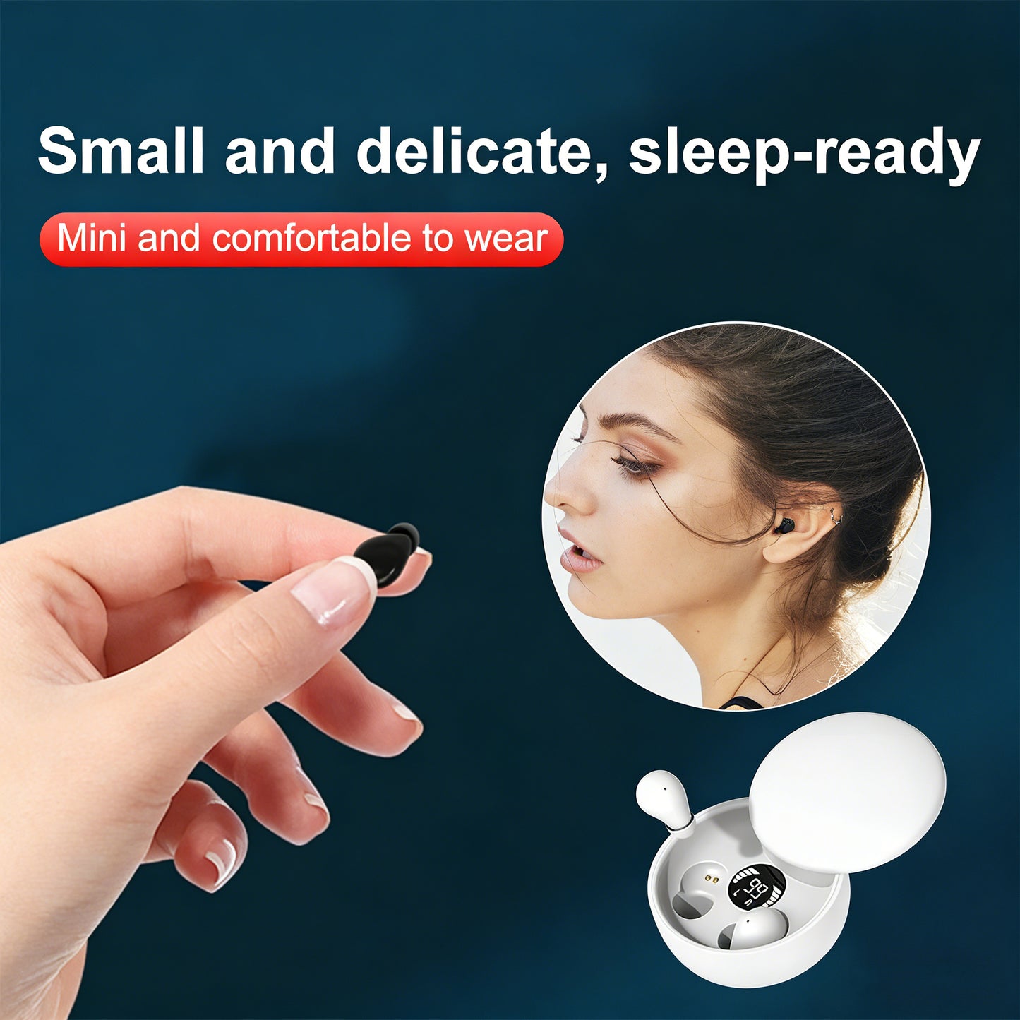 Mini Invisible Bluetooth 5.4 Wireless Earbuds | Smallest In-Ear Sleep Headphones for Side Sleepers & Daily Use