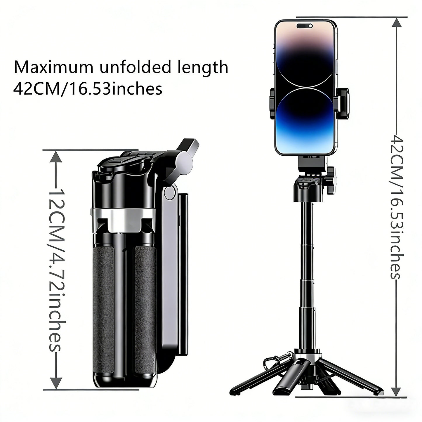 4-in-1 Magnetic Selfie Stick Tripod with Bluetooth Remote | Foldable MagSafe Compatible Phone Stand for iPhone 16/15 & Android
