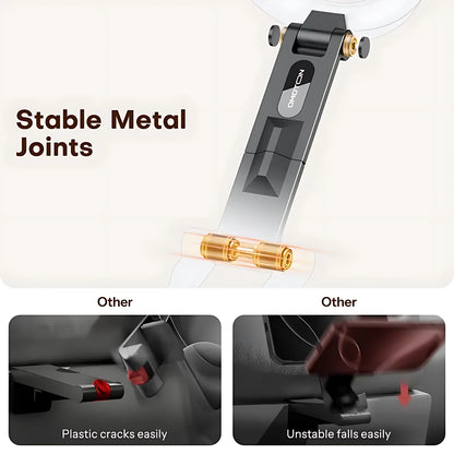 Durable magnetic phone mount featuring stable metal joints compared to fragile plastic competitors.