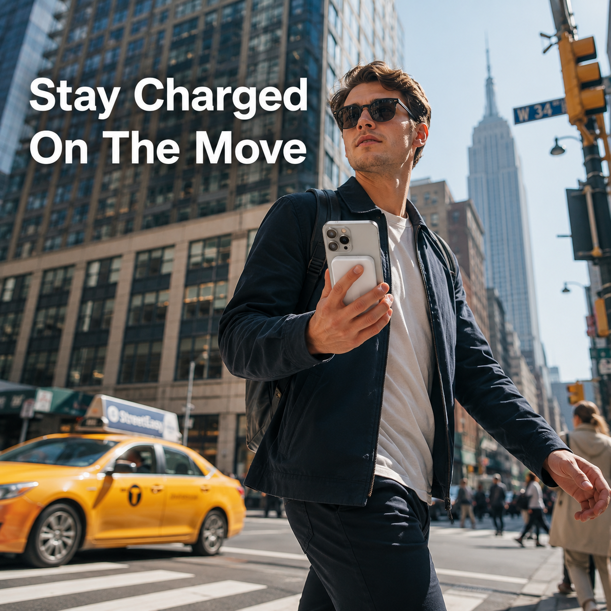 Portable MagSafe Battery Pack for iPhone Navigation on City Streets