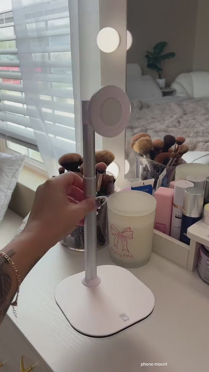 Magnetic Desktop Phone Stand for MagSafe | Height Adjustable Aluminum Mount for iPhone 16/15/14/13/12 | 360° Rotating Cradle for Desk & Bedside