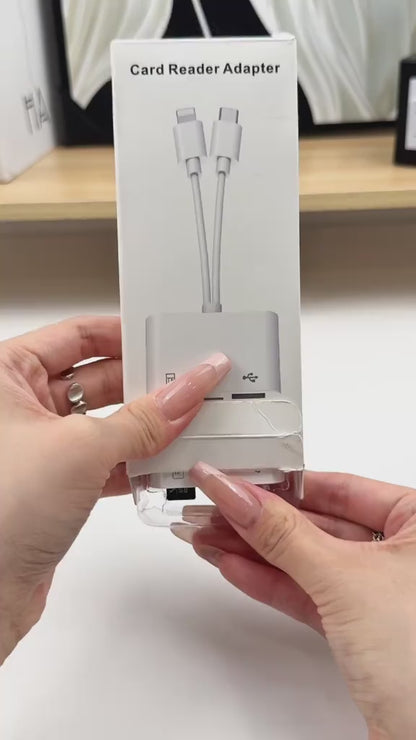 5-in-1 Universal SD Card Reader for iPhone 16/15 & Android | USB-C & Lightning Dual Plug | High-Speed Photo & File Transfer for Camera/Drone/GoPro